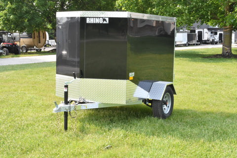 4' x 6' Rhino Single Axle Galvanized Enclosed Cargo Trailer Black Speedway Trailers Guelph Cambridge Kitchener Ontario Canada