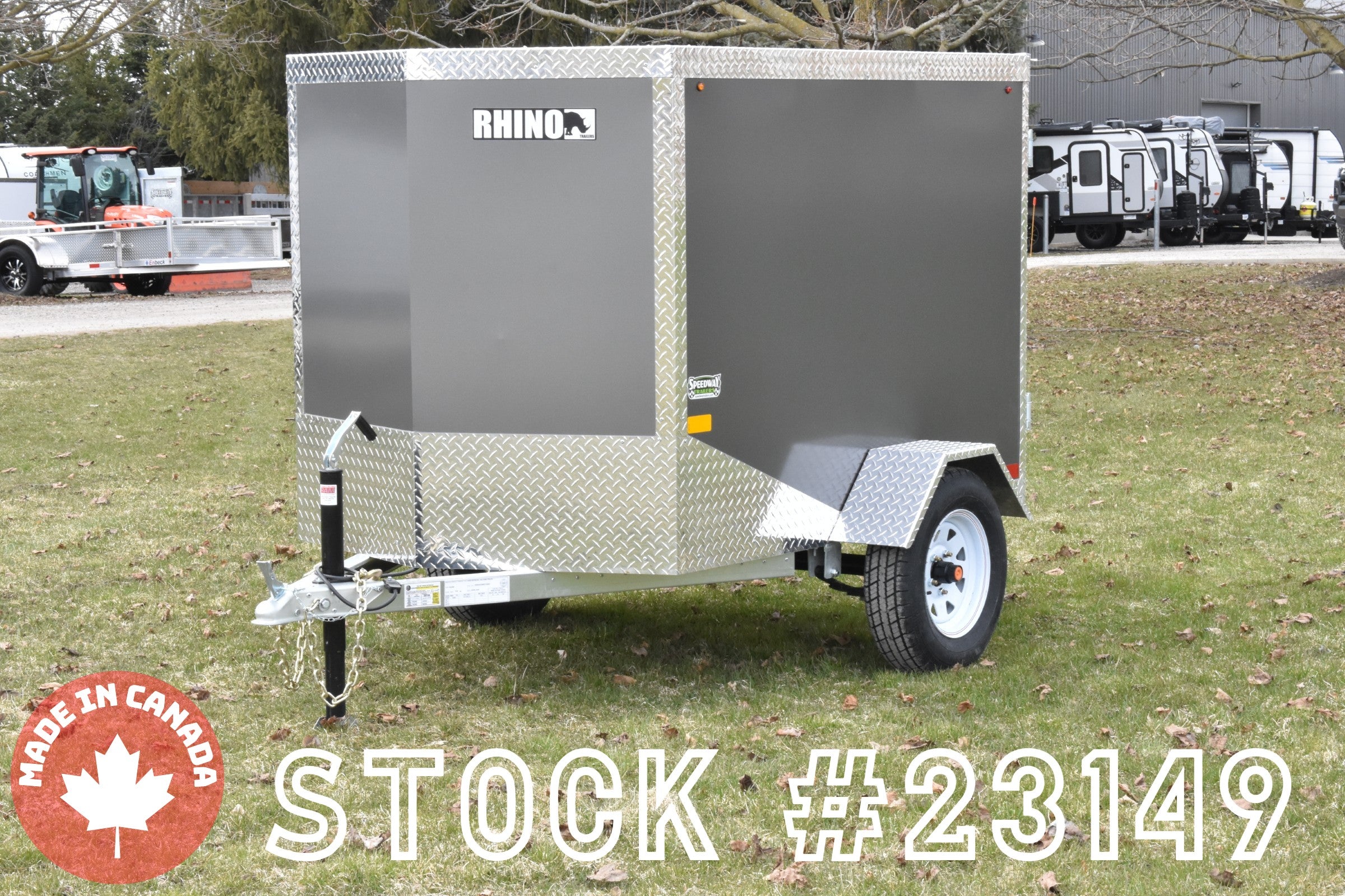 4' x 6' Rhino Single Axle Galvanized Enclosed Cargo Trailer Charcoal Speedway Trailers Guelph Cambridge Kitchener Ontario Canada
