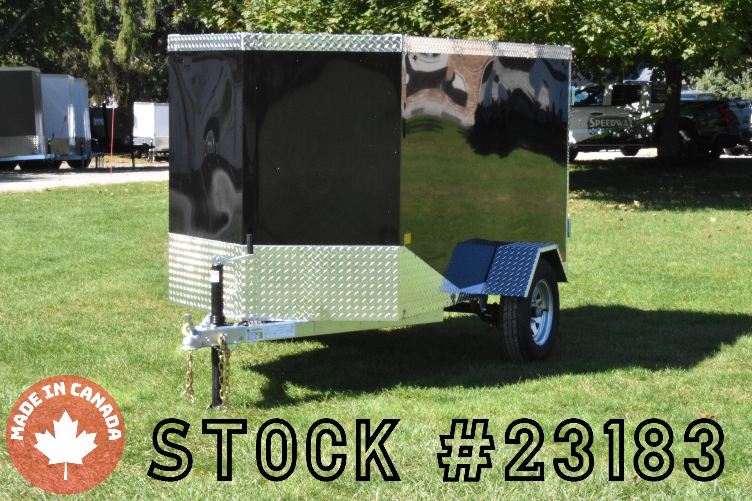 4' x 8' Rhino Single Axle Galvanized Enclosed Cargo Trailer Black Speedway Trailers Guelph Cambridge Kitchener Ontario Canada