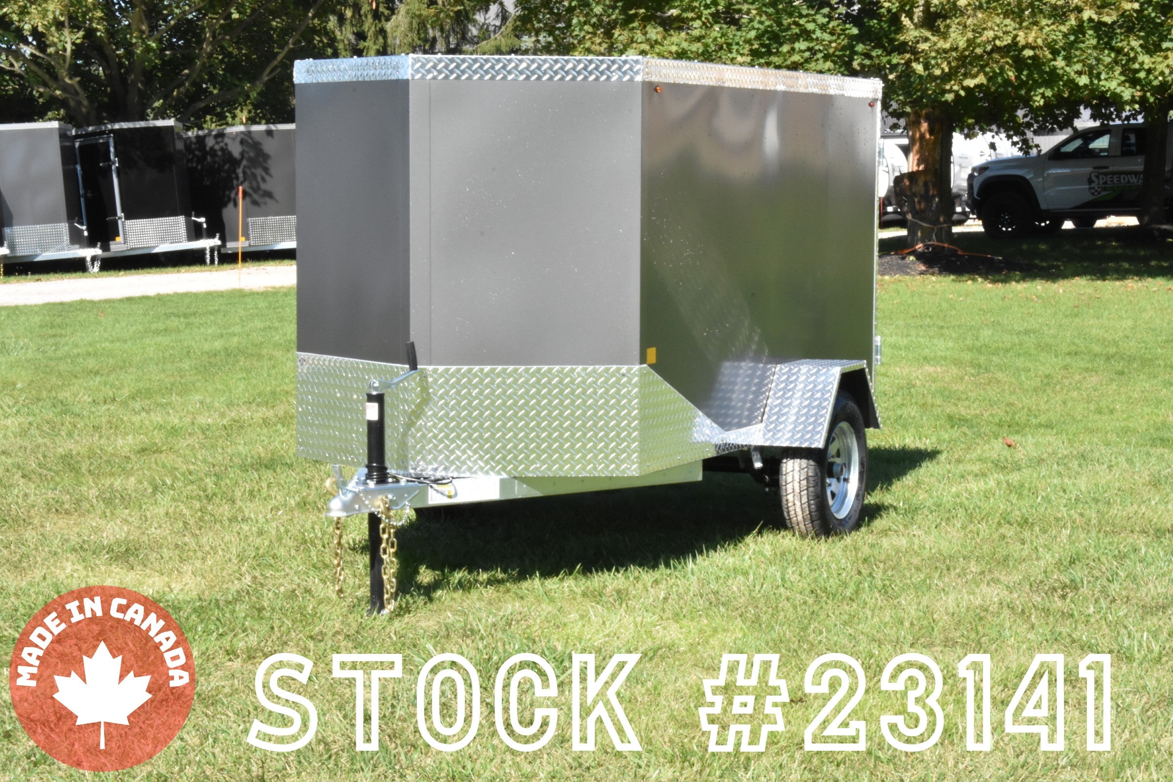 4' x 8' Rhino Single Axle Galvanized Enclosed Cargo Trailer Charcoal Speedway Trailers Guelph Cambridge Kitchener Ontario Canada