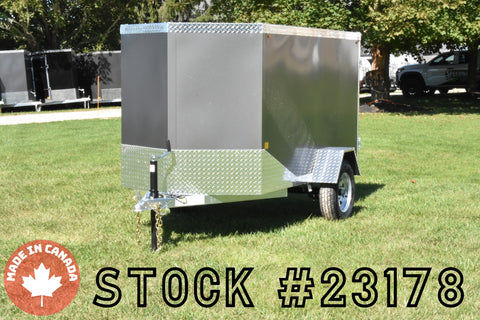 4' x 8' Rhino Single Axle Galvanized Enclosed Cargo Trailer Charcoal Speedway Trailers Guelph Cambridge Kitchener Ontario Canada