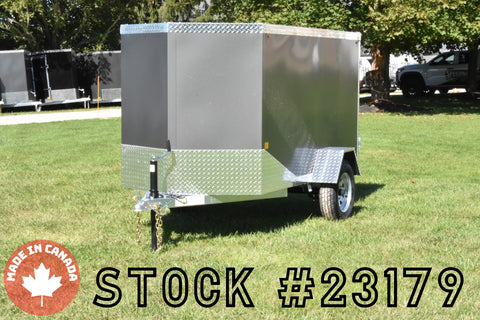 4' x 8' Rhino Single Axle Galvanized Enclosed Cargo Trailer Charcoal Speedway Trailers Guelph Cambridge Kitchener Ontario Canada
