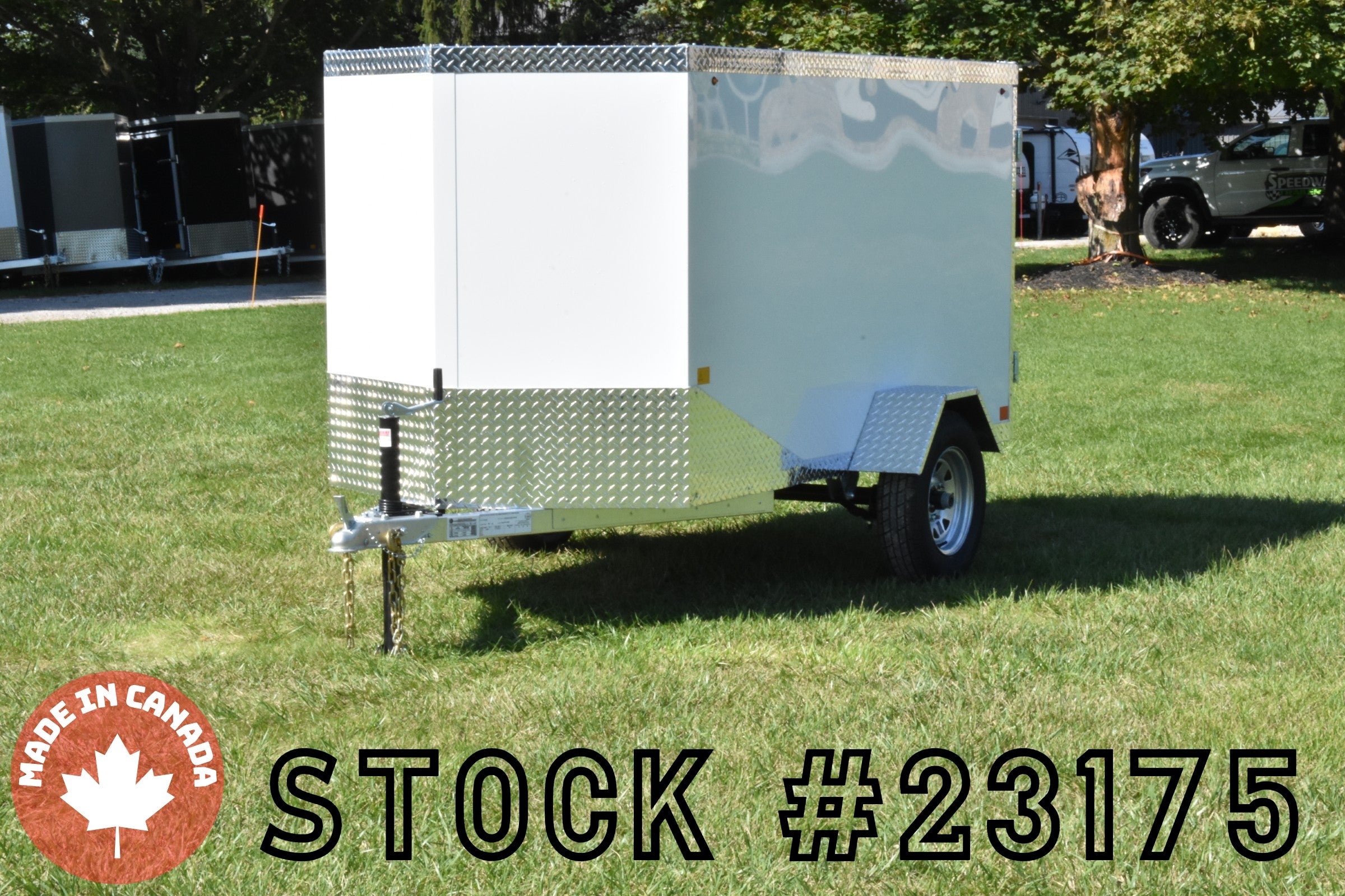 4' x 8' Rhino Single Axle Galvanized Enclosed Cargo Trailer White Speedway Trailers Guelph Cambridge Kitchener Ontario Canada