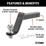 Loaded Ball Mount with 2-5/16" Ball (2" Shank, 7,500 lbs., 6" Drop)