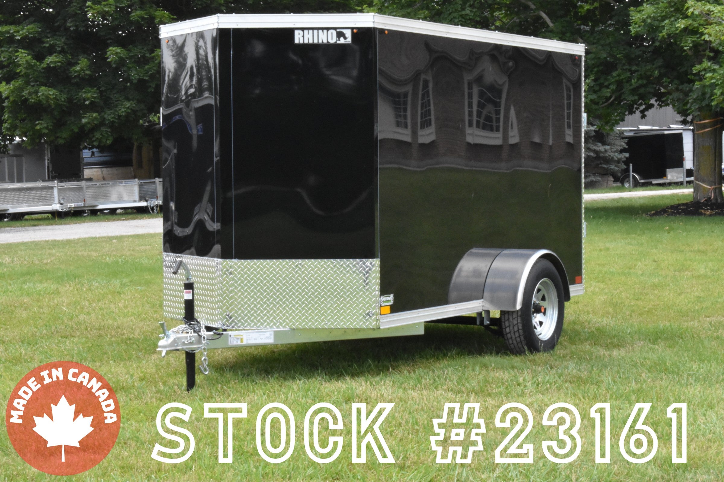 5' x 10' Rhino Single Axle Galvanized Enclosed Cargo Trailer Black Speedway Trailers Guelph Cambridge Kitchener Ontario Canada