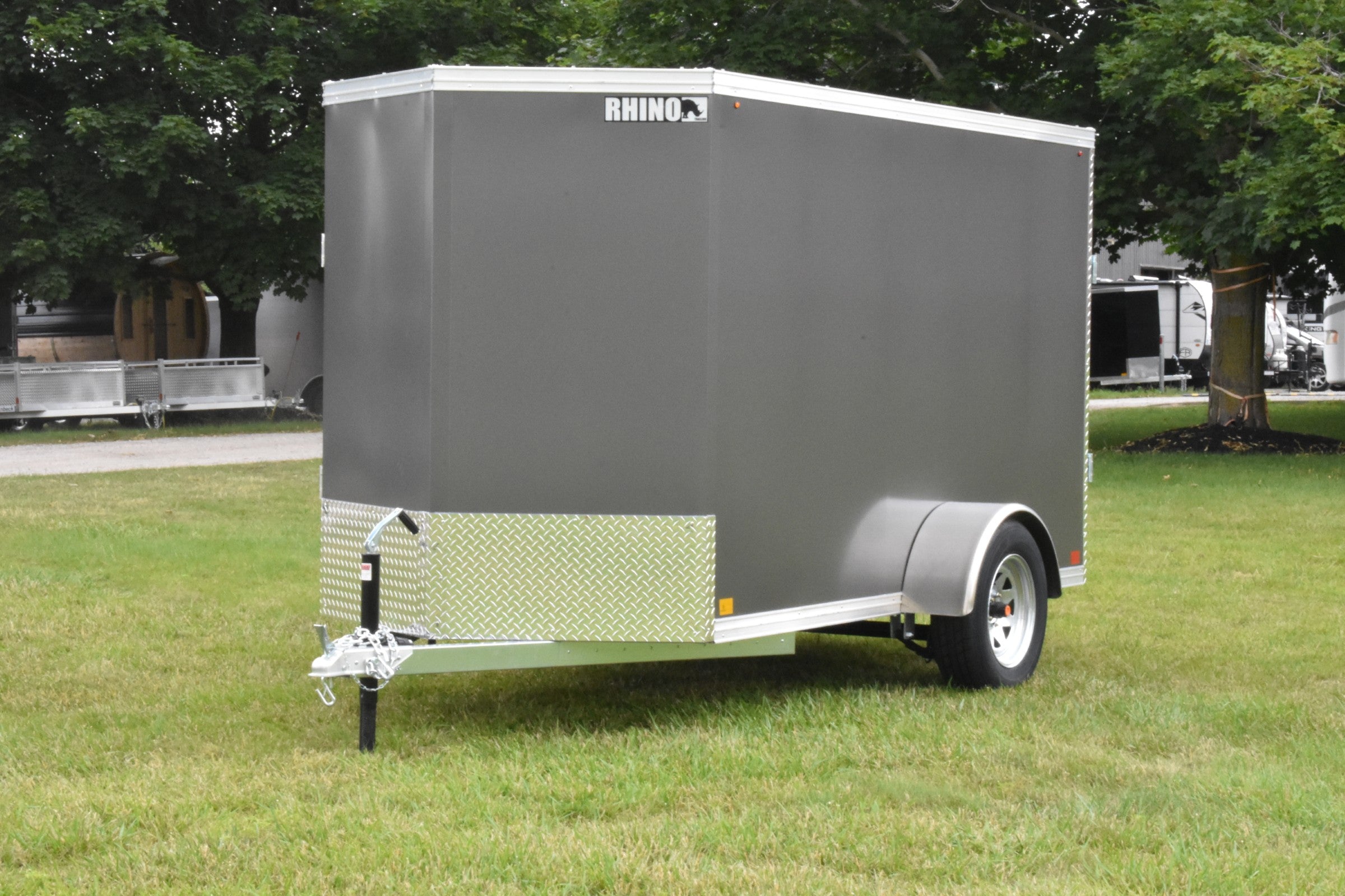 5' x 10' Rhino Single Axle Galvanized Enclosed Cargo Trailer Charcoal Speedway Trailers Guelph Cambridge Kitchener Ontario Canada