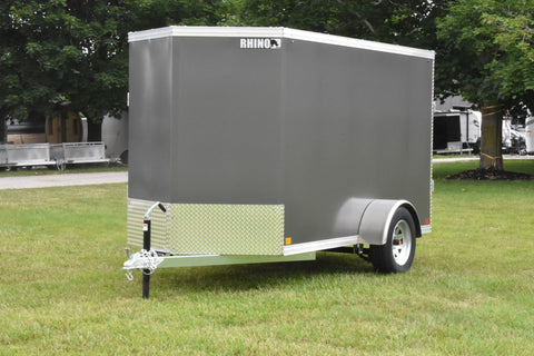 5' x 10' Rhino Single Axle Galvanized Enclosed Cargo Trailer Charcoal Speedway Trailers Guelph Cambridge Kitchener Ontario Canada