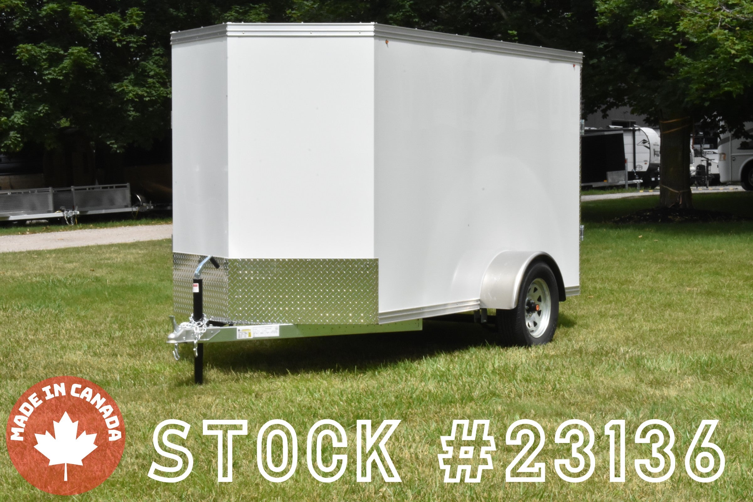 5' x 10' Rhino Single Axle Galvanized Enclosed Cargo Trailer White Speedway Trailers Guelph Cambridge Kitchener Ontario Canada
