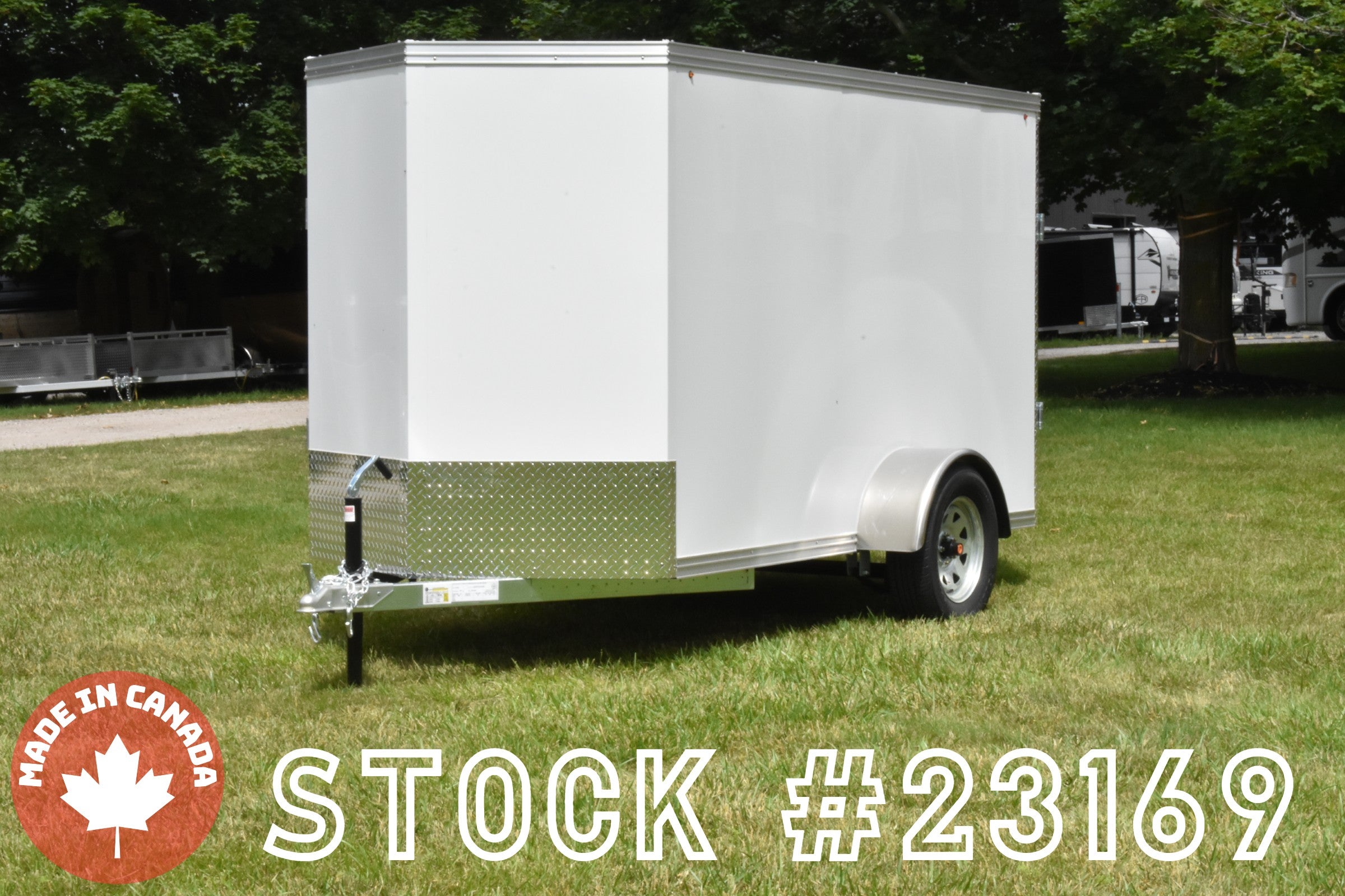 5' x 10' Rhino Single Axle Galvanized Enclosed Cargo Trailer White Speedway Trailers Guelph Cambridge Kitchener Ontario Canada
