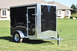 5' x 8' Rhino Single Axle Galvanized Enclosed Cargo Trailer Black Bullnose Side Door Speedway Trailers Guelph Cambridge Kitchener Ontario Canada