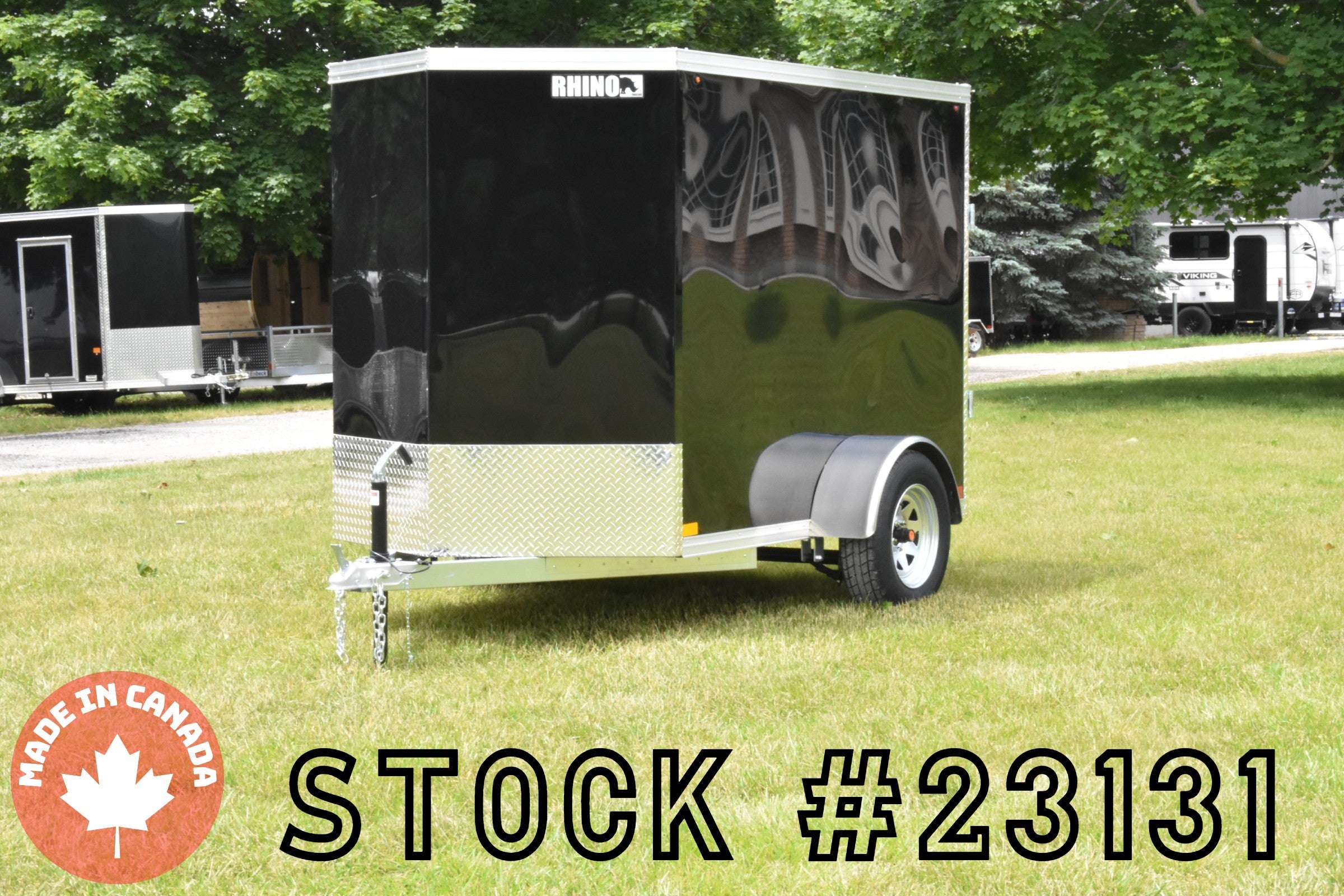 5' x 8' Rhino Single Axle Galvanized Enclosed Cargo Trailer Black Speedway Trailers Guelph Cambridge Kitchener Ontario Canada