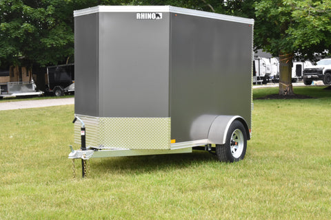 5' x 8' Rhino Single Axle Galvanized Enclosed Cargo Trailer Charcoal Speedway Trailers Guelph Cambridge Kitchener Ontario Canada