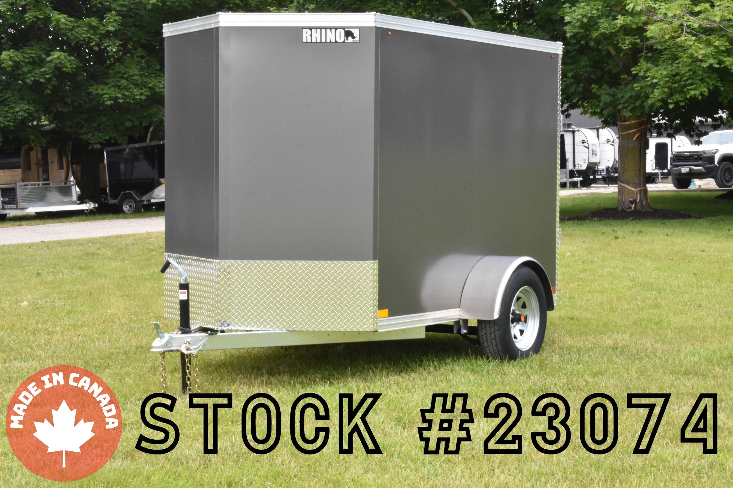 5' x 8' Rhino Single Axle Galvanized Enclosed Cargo Trailer Charcoal Speedway Trailers Guelph Cambridge Kitchener Ontario Canada