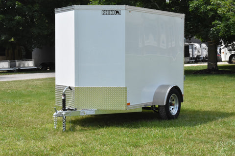 5' x 8' Rhino Single Axle Galvanized Enclosed Cargo Trailer White Speedway Trailers Guelph Cambridge Kitchener Ontario Canada