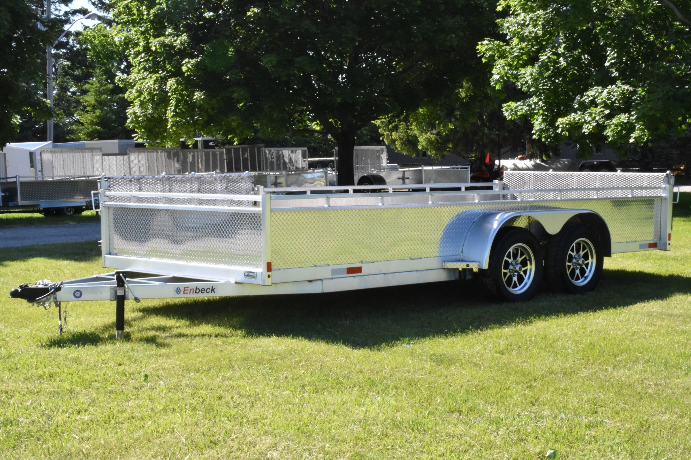 7' x 16' Enbeck Tandem Axle Aluminum Side Loading Utility Trailer w/ Aluminum Rims & Bi-Fold Gate Speedway Trailers Guelph Cambridge Kitchener Ontario Canada
