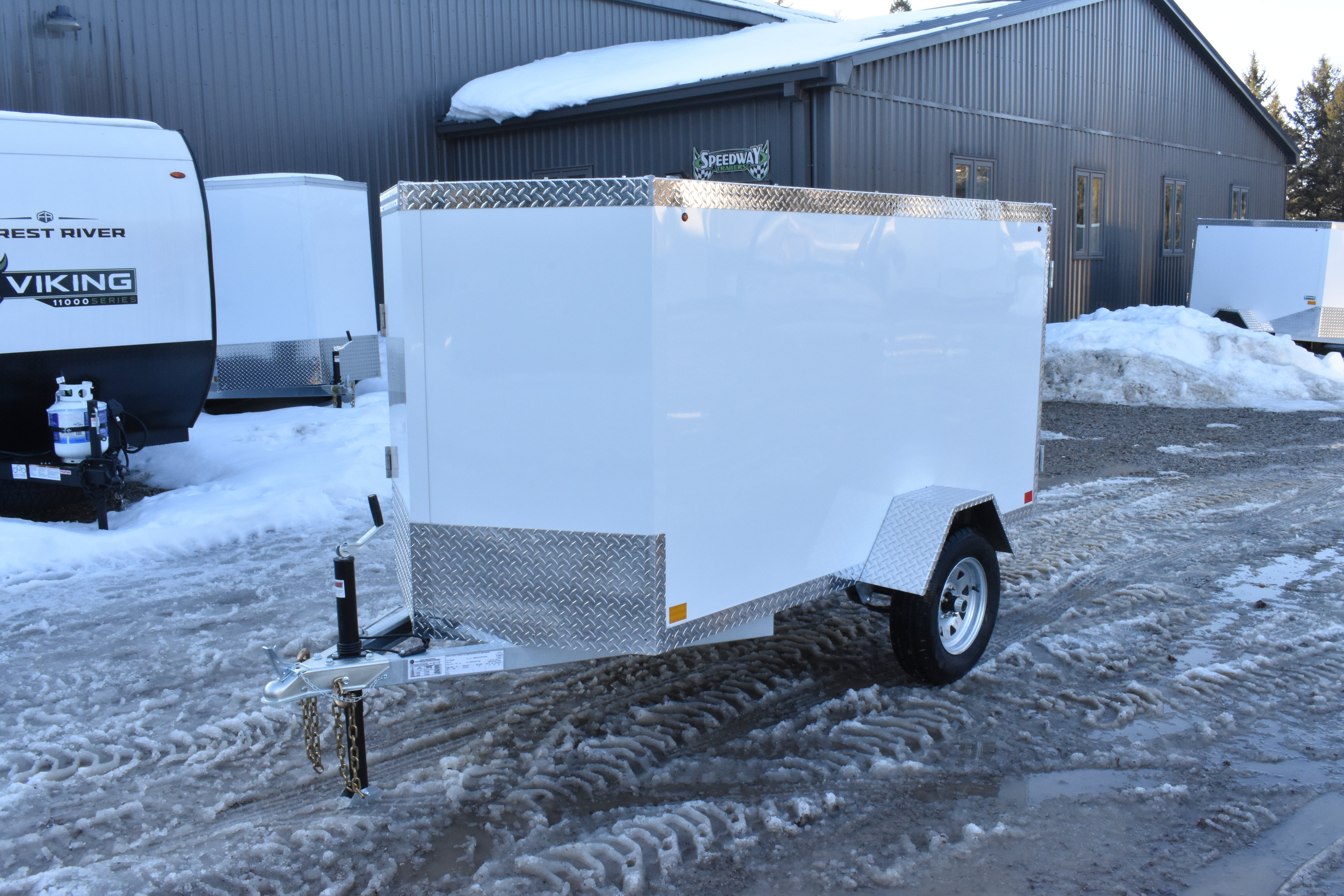 4' x 8' Rhino Galvanized Single Axle Enclosed Cargo Trailer W/Side door