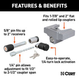 Curt Hitch & Coupler Lock Set - 2" Receiver / 1/2" to 2 1/2" Latch - Speedway Trailers Guelph Cambridge Kitchener Ontario Canada