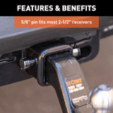 Curt 5/8" Hitch Lock - 2" & 2 1/2" Receiver / Chrome - Speedway Trailers Guelph Cambridge Kitchener Ontario Canada