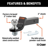 Curt Loaded Ball Mount / 2 Inch Ball / 7.5K / 2 Inch Drop / 2 Inch Shank - Speedway Trailers Guelph Cambridge Kitchener Ontario Canada