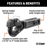 Curt Receiver-Mount Pintle Hook - 20K / 2 1/2" Shank / 2 1/2" Lunette Rings - Speedway Trailers Guelph Cambridge Kitchener Ontario Canada