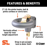 Curt Secure Latch Channel-Style Lunette Ring / 25K / 3 Inch Inside Diameter - Speedway Trailers Guelph Cambridge Kitchener Ontario Canada