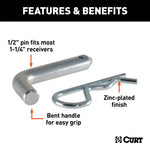Curt - 1/2" Hitch Pin (1-1/4" Receiver, Zinc)