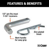 Curt - 1/2" Hitch Pin (1-1/4" Receiver, Zinc)