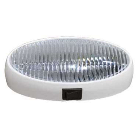Incandescent Oval Porch/Utility Light - Clear Porch Light with Switch - White Base