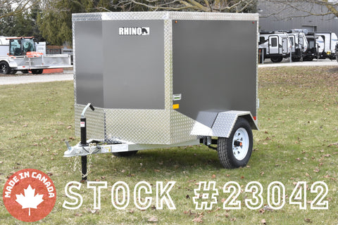 4' x 6' Rhino Single Axle Galvanized Enclosed Cargo Trailer Charcoal Speedway Trailers Guelph Cambridge Kitchener Ontario Canada