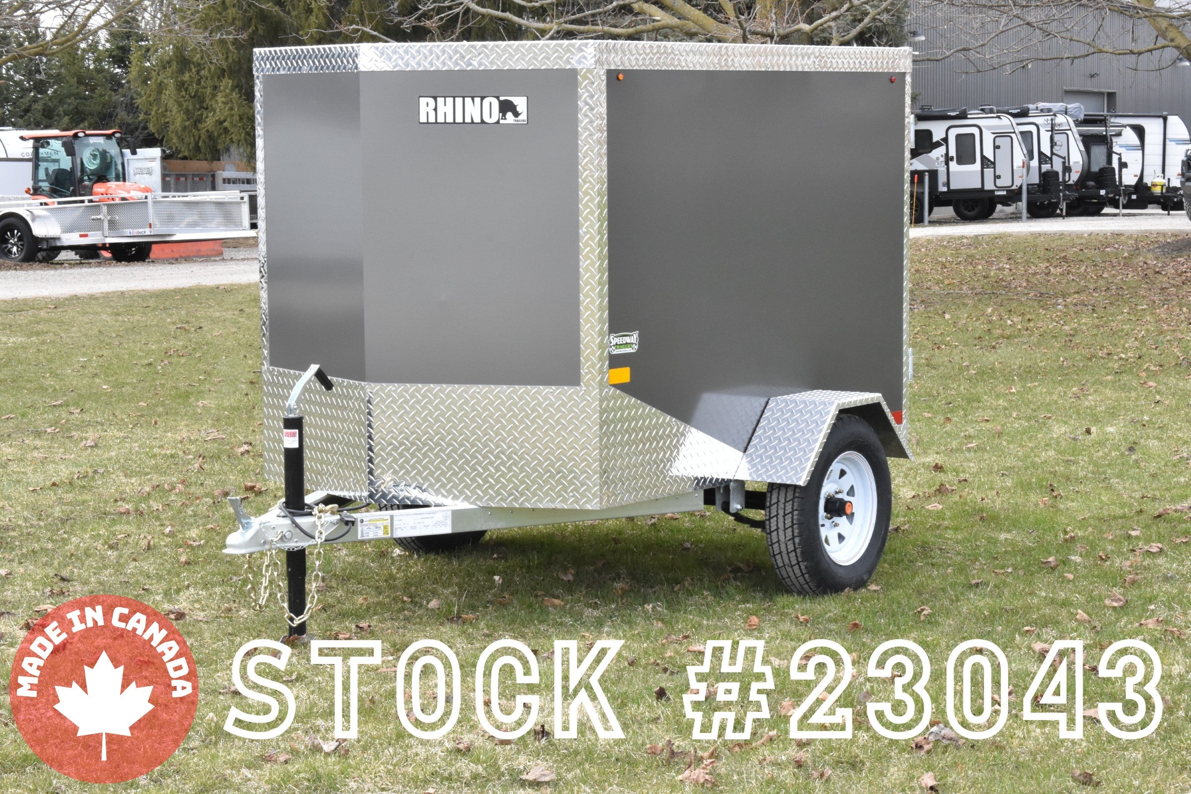 4' x 6' Rhino Single Axle Galvanized Enclosed Cargo Trailer Charcoal Speedway Trailers Guelph Cambridge Kitchener Ontario Canada