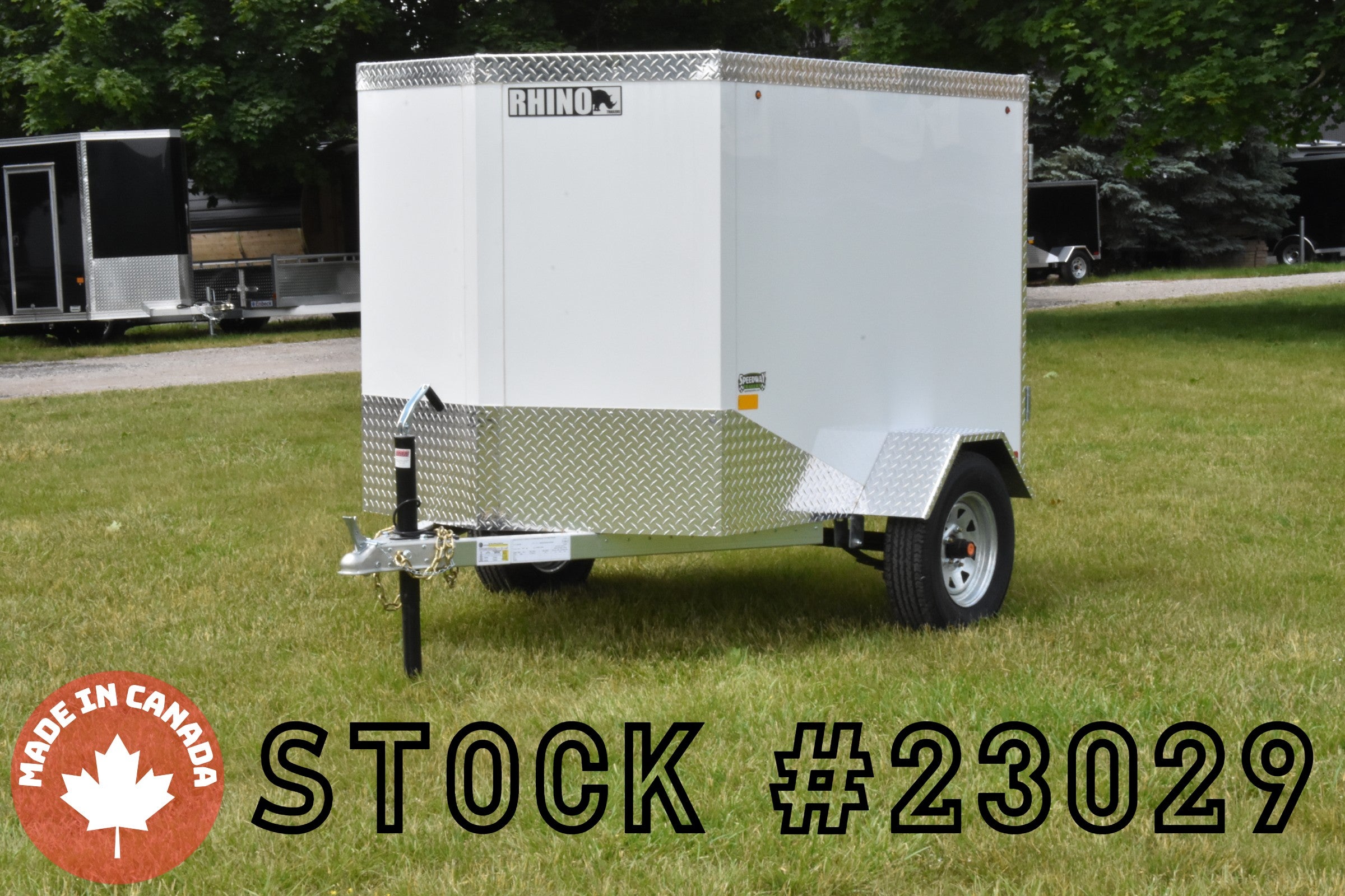 4' x 6' Rhino Single Axle Galvanized Enclosed Cargo Trailer White Speedway Trailers Guelph Cambridge Kitchener Ontario Canada
