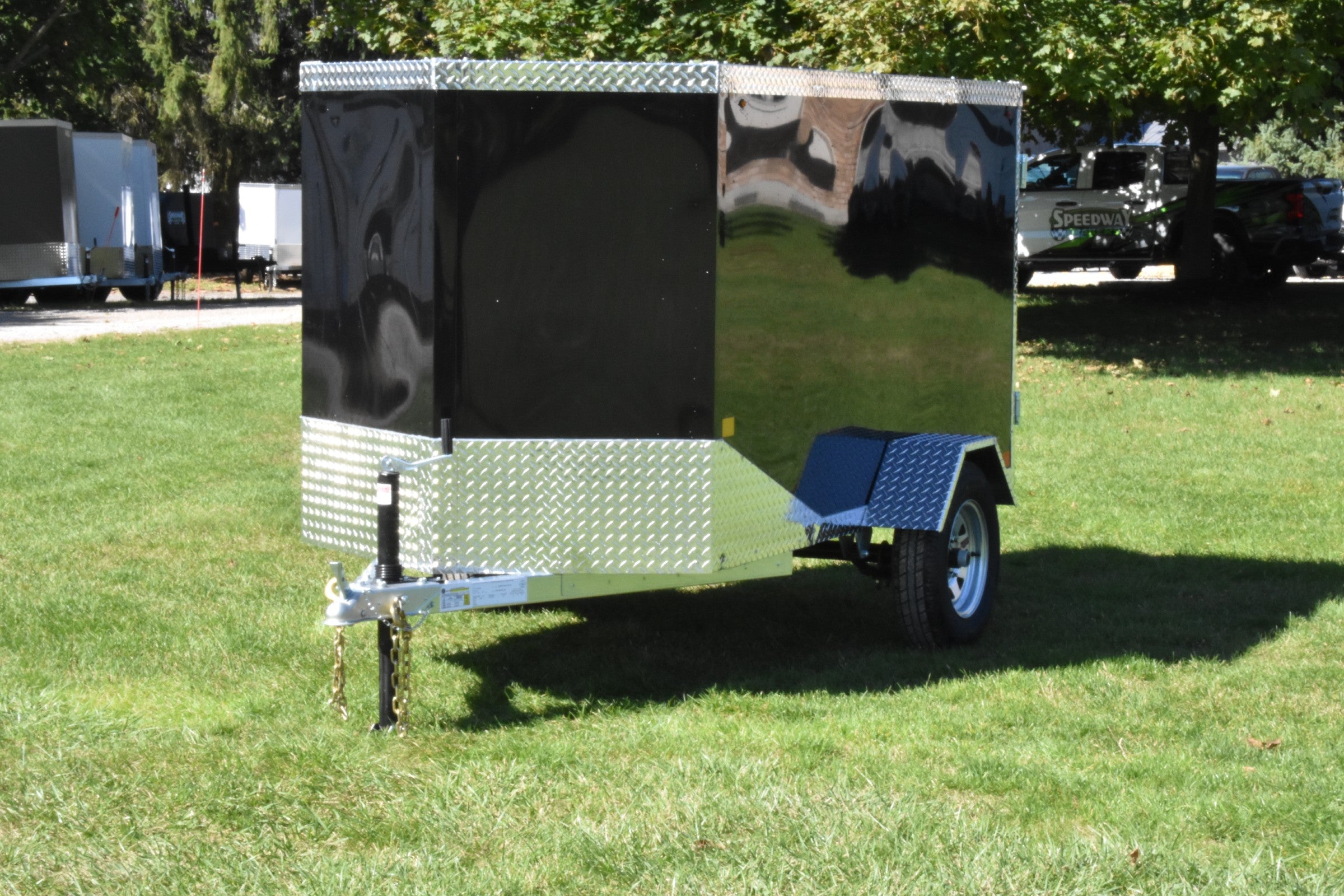 4' x 8' Rhino Single Axle Galvanized Enclosed Cargo Trailer Black Speedway Trailers Guelph Cambridge Kitchener Ontario Canada