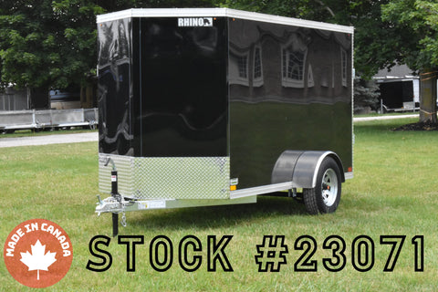 5' x 10' Rhino Single Axle Galvanized Enclosed Cargo Trailer Black Speedway Trailers Guelph Cambridge Kitchener Ontario Canada