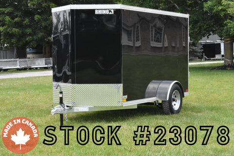 5' x 10' Rhino Single Axle Galvanized Enclosed Cargo Trailer Black Speedway Trailers Guelph Cambridge Kitchener Ontario Canada