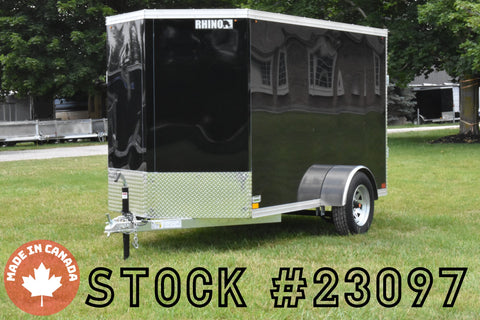 5' x 10' Rhino Single Axle Galvanized Enclosed Cargo Trailer Black Speedway Trailers Guelph Cambridge Kitchener Ontario Canada