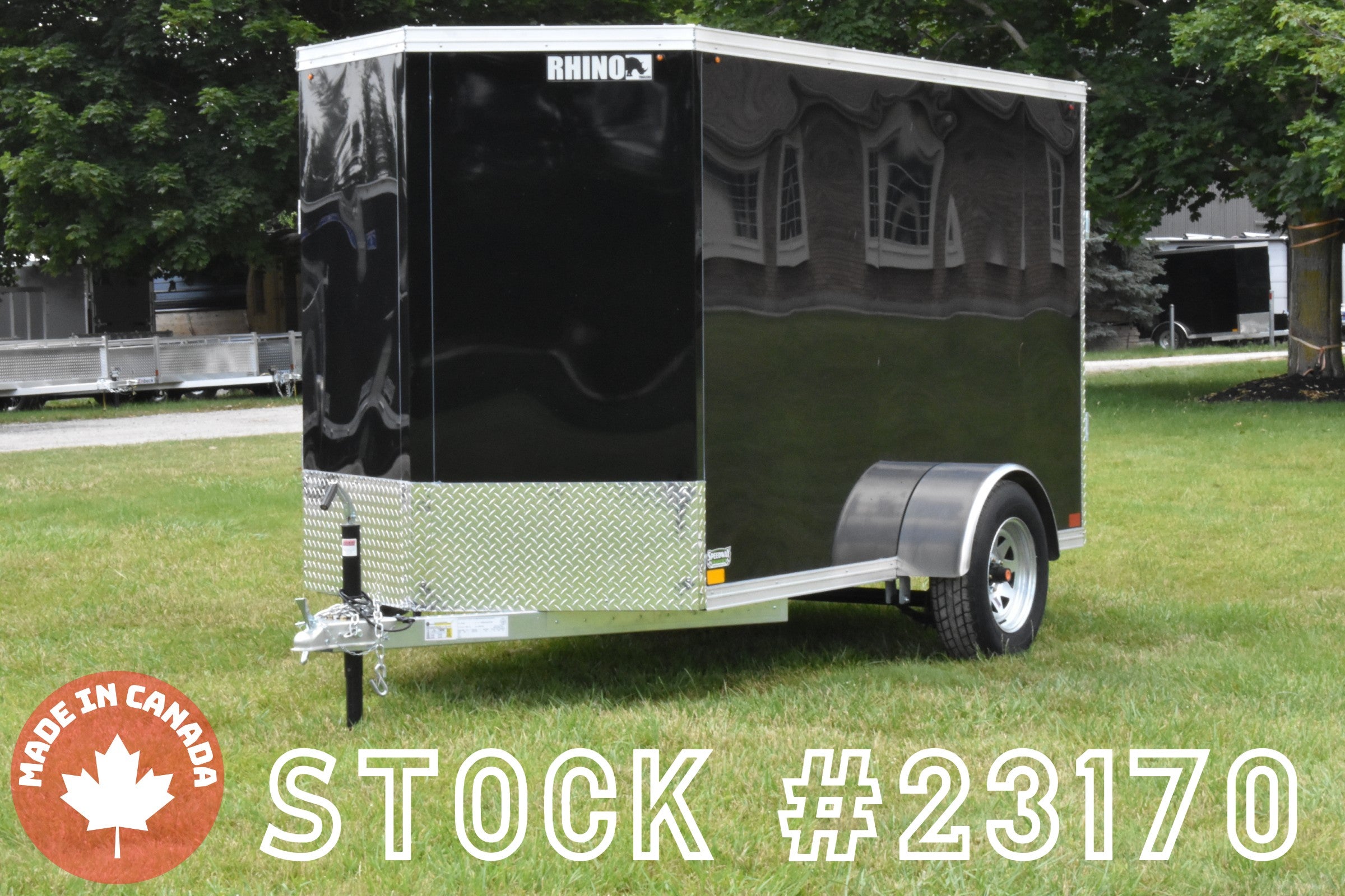 5' x 10' Rhino Single Axle Galvanized Enclosed Cargo Trailer Black Speedway Trailers Guelph Cambridge Kitchener Ontario Canada