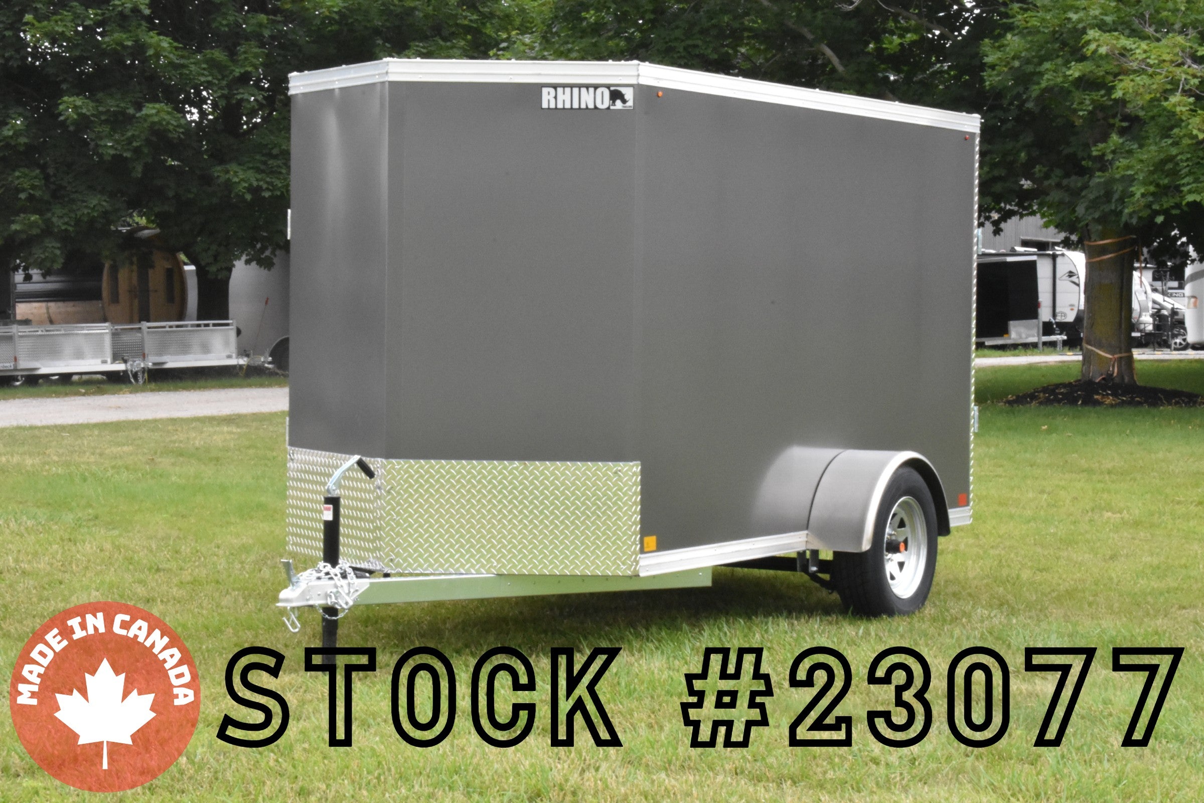 5' x 10' Rhino Single Axle Galvanized Enclosed Cargo Trailer Charcoal Speedway Trailers Guelph Cambridge Kitchener Ontario Canada