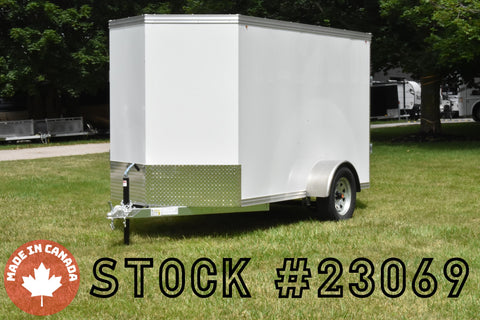 5' x 10' Rhino Single Axle Galvanized Enclosed Cargo Trailer White Speedway Trailers Guelph Cambridge Kitchener Ontario Canada