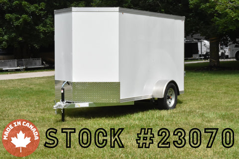 5' x 10' Rhino Single Axle Galvanized Enclosed Cargo Trailer White Speedway Trailers Guelph Cambridge Kitchener Ontario Canada