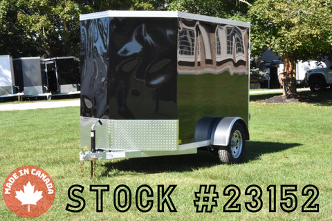 5' x 8' Rhino Single Axle Galvanized Enclosed Cargo Trailer Black Barn Door Speedway Trailers Guelph Cambridge Kitchener Ontario Canada