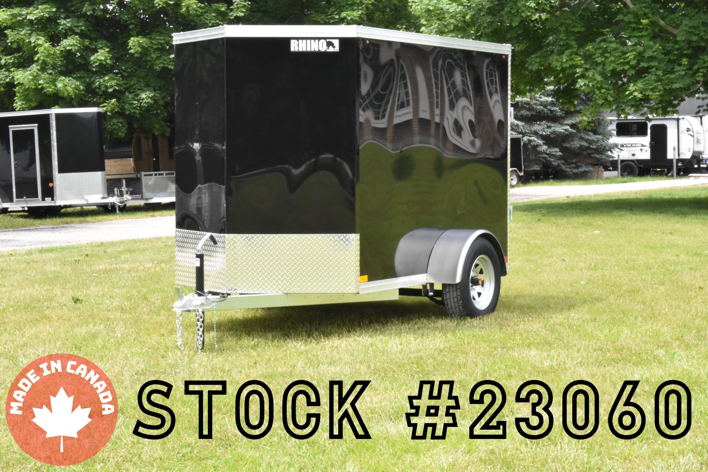 5' x 8' Rhino Single Axle Galvanized Enclosed Cargo Trailer Black Speedway Trailers Guelph Cambridge Kitchener Ontario Canada