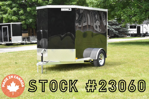 5' x 8' Rhino Single Axle Galvanized Enclosed Cargo Trailer Black Speedway Trailers Guelph Cambridge Kitchener Ontario Canada