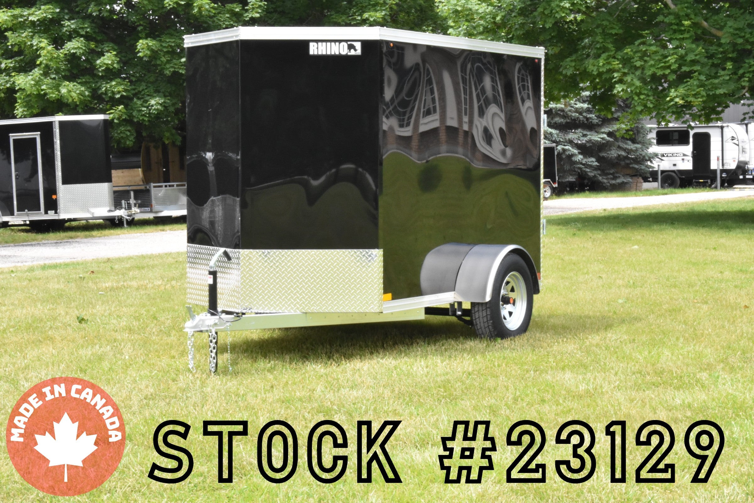 5' x 8' Rhino Single Axle Galvanized Enclosed Cargo Trailer Black Speedway Trailers Guelph Cambridge Kitchener Ontario Canada