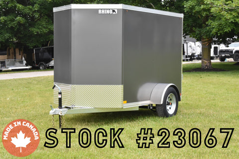 5' x 8' Rhino Single Axle Galvanized Enclosed Cargo Trailer Charcoal Speedway Trailers Guelph Cambridge Kitchener Ontario Canada