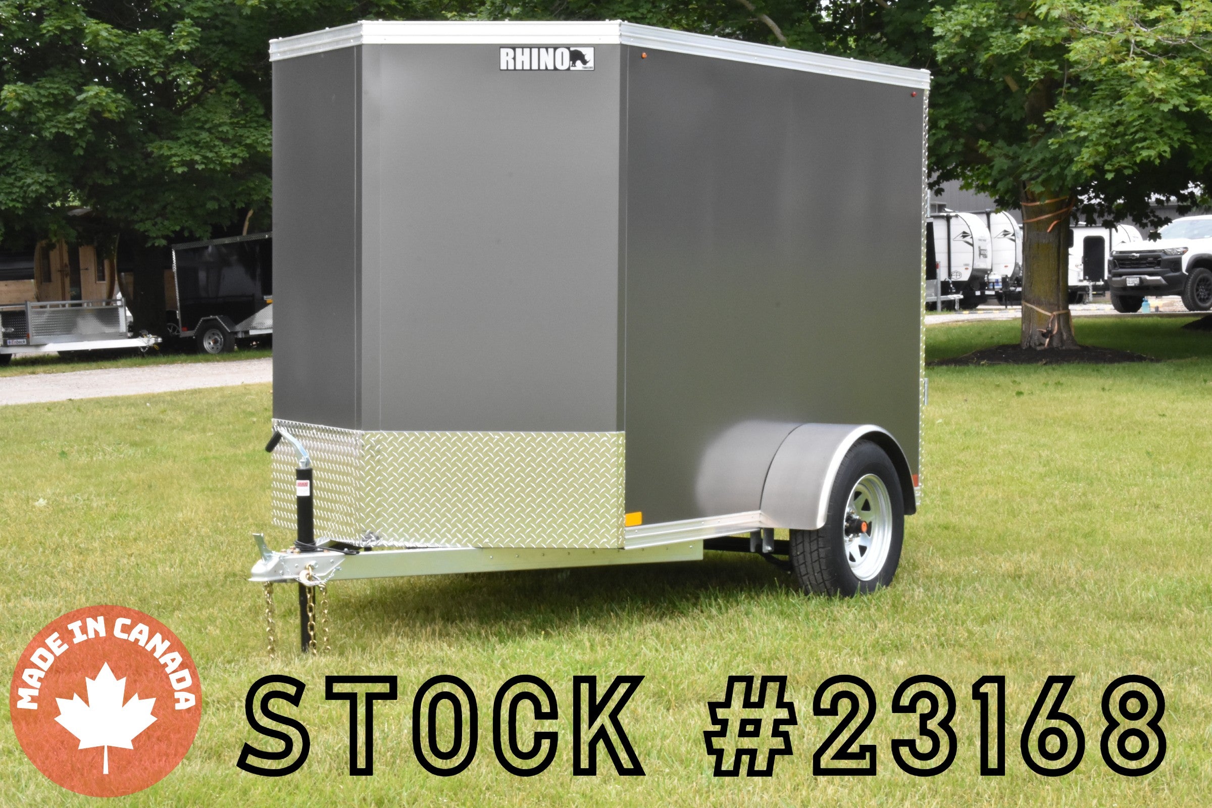 5' x 8' Rhino Single Axle Galvanized Enclosed Cargo Trailer Charcoal Speedway Trailers Guelph Cambridge Kitchener Ontario Canada