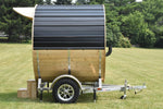 86" x 6' Enbeck Single Axle Aluminum Cedar Wood Fired Sauna Trailer Aluminum Rims Speedway Trailers Guelph Cambridge Kitchener Ontario Canada