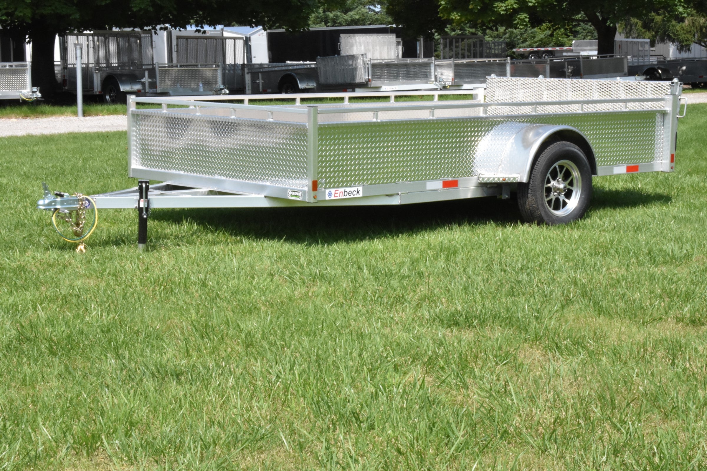 7' x 12' Enbeck Single Axle Aluminum Utility Trailer w/ Aluminum Rims & Bi-Fold Gate