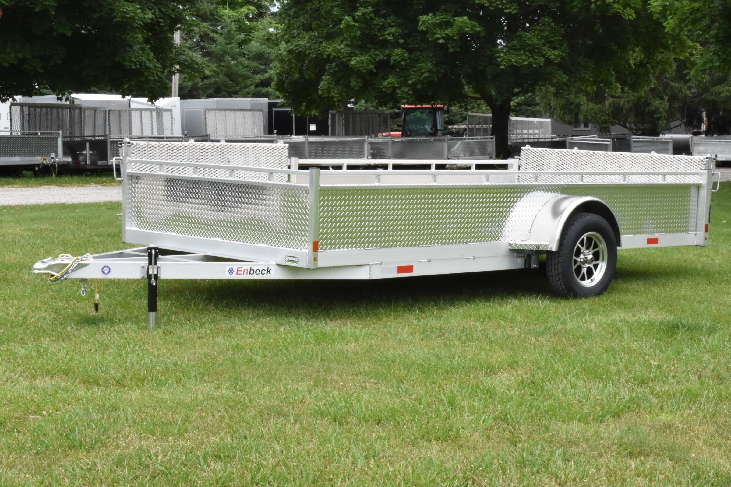 7' x 14' Enbeck Single Axle Aluminum Utility Trailer w/ Side Load Ramp, Aluminum Rims & Bi-Fold Gate Speedway Trailers Guelph Cambridge Kitchener Ontario Canada