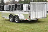 Remorque utilitaire en aluminium à essieu tandem Enbeck de 7 pi x 14 pi avec jantes en aluminium et cadre en A allongé