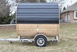 86" x 8' Single Axle Aluminum Cedar Wood Fired Sauna Trailer Aluminum Rims Speedway Trailers Guelph Cambridge Kitchener Ontario Canada